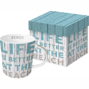Bögre Porcelán 3,5dl Life is better dobozban