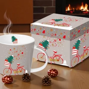 Bögre porcelán 3,5dl Xmas Bike dobozban