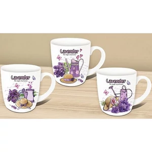 Bögre porcelán 360ml díszdobozos, kanál+tető 9x8,5cm, 3 féle Lavender Magic