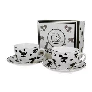 Csésze+alj Porcelán 280ml 2 személyes, Black Cats