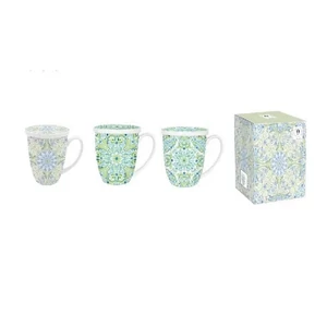 Bögre porcelán 380ml fedővel, 12x9x11cm, 3 féle minta