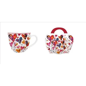 Bögre porcelán 460 ml Colorful Hearts 1 díszcsomagolásban