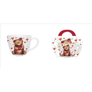 Bögre porcelán 460 ml Teddy Bear with a Hear díszcsomagolásban