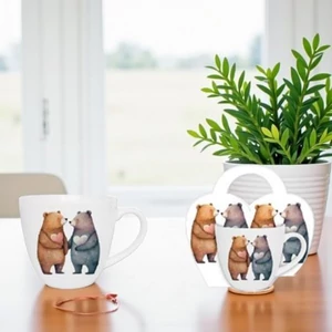 Bögre porcelán 460ml Bears 1, díszcsomagolásban