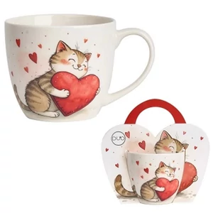 Bögre porcelán 460ml Cat with Toy díszcsomagolásban