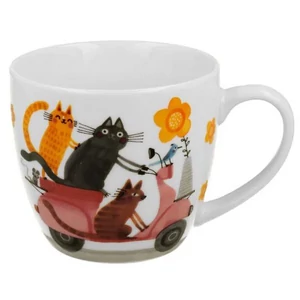 Bögre porcelán 460ml Cats on a scooter díszcsomagolásban