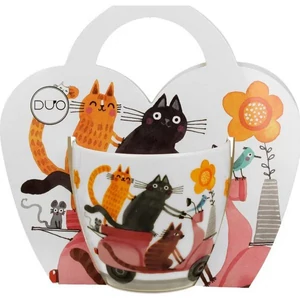 Bögre porcelán 460ml Cats on a scooter díszcsomagolásban