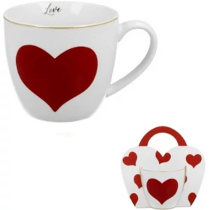 Bögre porcelán 460ml díszcsomagolásban, Red Heart