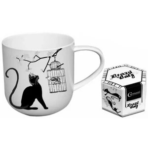 Bögre Porcelán 4,6dl fekete macskás, kalitkával dobozban