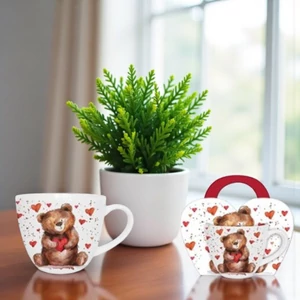 Bögre porcelán 460ml Teddy Bear with a Hear díszcsomagolásban