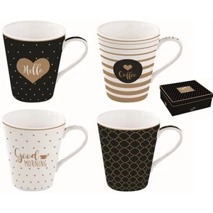 Bögre Porcelán 3dl Coffe Mania,Good Morning 4db-os dobozban