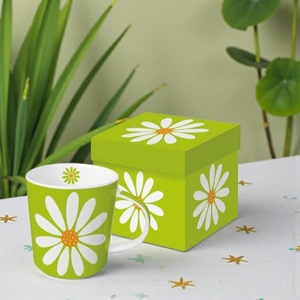 Bögre porcelán 4dl dobozban, Happy Flower green