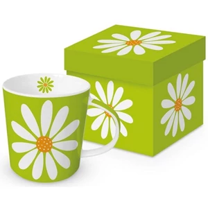 Bögre porcelán 4dl dobozban, Happy Flower green