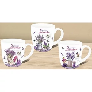 Bögre porcelán 360ml díszdobozos, kanál+tető 9x8,5cm, 3 féle Beautiful Lavender