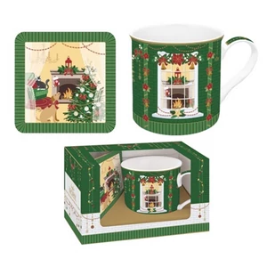 Bögre porcelán 3dl parafa alátéttel dobozban Festive Avenue, Atmosphere
