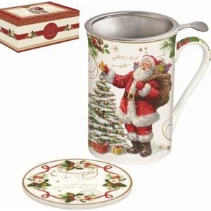 Bögre Porcelán karácsonyi 3dl tetővel fémszűrővel MagicChristmas dobozban