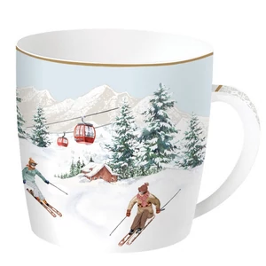 Bögre Porcelán karácsonyi 350ml, fémdobozban, Chalet