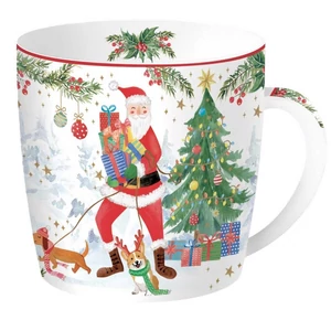 Bögre Porcelán karácsonyi 3,5dl fémdobozban Joyful Santa dobozban