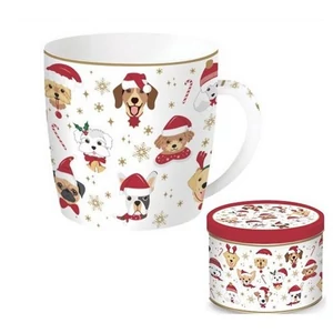Bögre Porcelán karácsonyi 3,5dl fém Christmas Friends Dogs dobozban