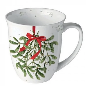 Bögre porcelán Ambiante Mistletoe with bow white 4dl porcelánbögre