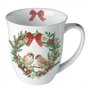 Bögre porcelán Ambiante Sparrows in wreath 4dl porcelánbögre