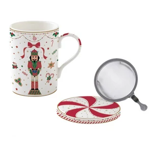 Bögre Porcelán karácsonyi 3,5dl szűrős tetővel Nutcracker Twist dobozban