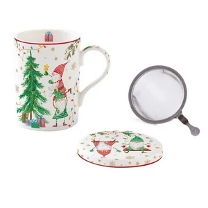 Bögre Porcelán karácsonyi 3,5dl szűrős tetővel Ready for Christmas dobozban