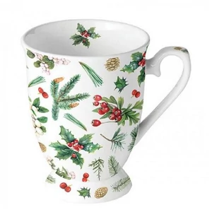 Bögre porcelán Ambiante Winter greenery white 2,5dl porcelánbögre