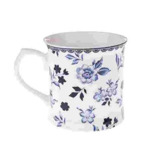 Bögre Porcelán 4dl kék vegyes virágos,