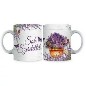 Bögre porcelán levendula Sok szeretettel 2féle