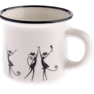 Bögre Porcelán 75ml presszós, táncoló fekete macska dobozban