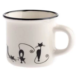 Bögre Porcelán 75ml presszós, nyújtózó fekete macska dobozban