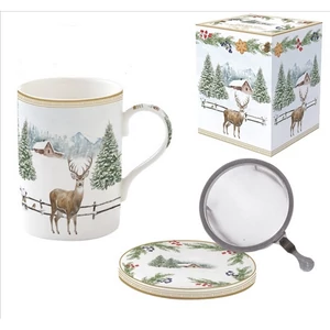 Bögre porcelán szűrővel 3,5dl tetővel White Forest dobozban