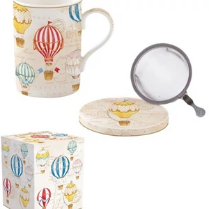Bögre Porcelán 3,5dl tetővel Air Balloons dobozban