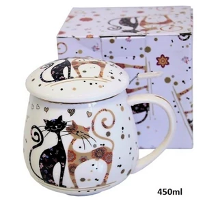 Bögre Porcelán 4,5dl tetővel fekete-barna dobozban