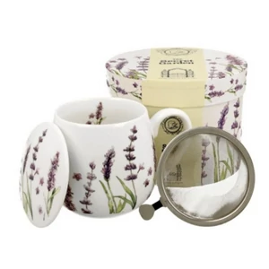 Bögre Porcelán 4dl tetővel fémszűrővel, Classic Lavende dobozban