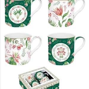 Bögre szett porcelán 3dl Botanical Chic 4db-os dobozban