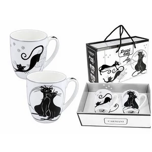 Bögre szett Porcelán 4dl fekete macskás 2db-os dobozban