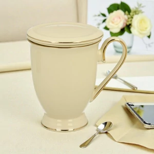 Bögre porcelán 400ml VICTORIA ECRU Díszdobozban teaszűrővel