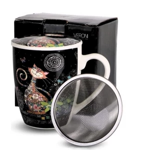 Bögre tetővel Porcelán 360ML dobozban, Koty cicás 2 féle szín