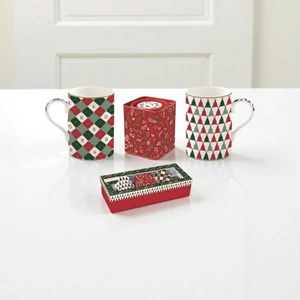 Bögreszett porcelán 3,5dl 7,5x7,5x9cm, ajándékszett Fancy Ch 2db+fémdoboz