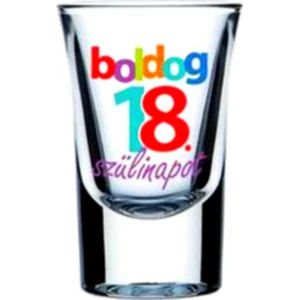 Üveg felespohár  szülinapi Boldog 18-as Szülinapot 