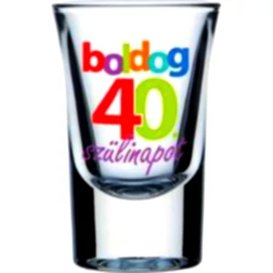 Üveg felespohár  szülinapi Boldog 40-es Szülinapot 