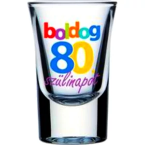 Üveg felespohár  szülinapi Boldog 80-as Szülinapot 