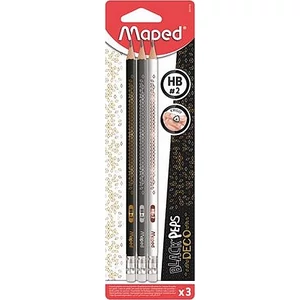 Ceruza HB Maped Decorated elegáns design - radírral! 3 db/bliszter