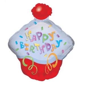 Partylufi szülinapi 14 Happy Birthday muffin 14inch-es Fólia Léggömb+hélium