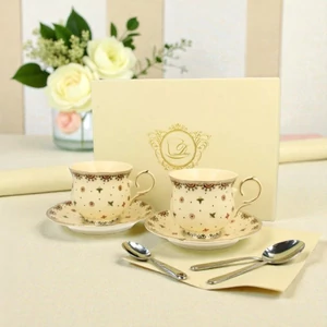 Csésze aljjal porcelán 260ml CASABLANCA ECRU 2 db /szett Díszdobozban