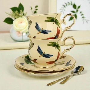 Csésze aljjal porcelán 260ml DRAGONFLIES ECRU 2 db /szett Díszdobozban