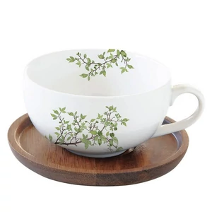 Csésze teás Porcelán 2,5dl akácfa aljjal Natura kézzel festett