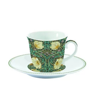 Csésze teás+alj Porcelán 2dl William Morris, Black dobozban